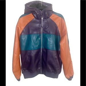Urban outfitters multi color leather jacket men